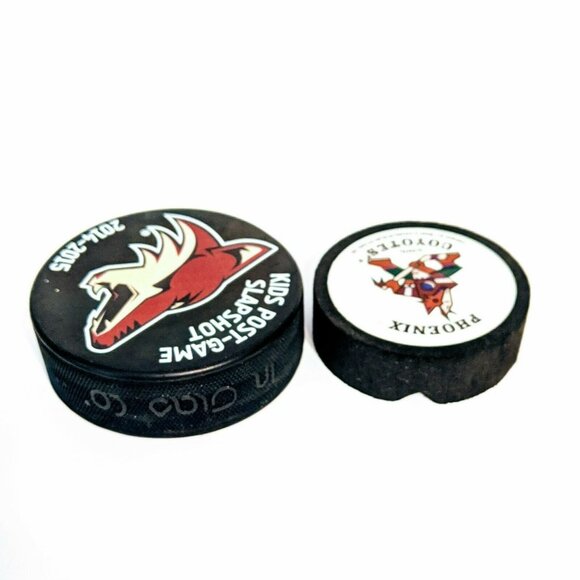 Phoenix Coyotes 2014-2015 NHL Hockey Puck Kids Post-Game Slapshot and Mini Puck - Picture 3 of 3